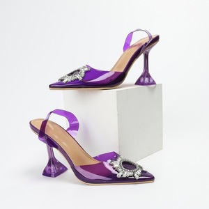 SXSD208 2022 Nueva Llegada, Zapatos Deportivos de Mujer para Verano, Moda para Exteriores, Color Morado, PVC Transparente, Punta Puntiaguda, Flor de Cristal, Tacón <span class=keywords><strong>Bajo</strong></span> - Product Image 1