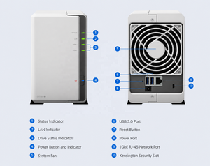 Serveur de stockage NAS Synology DS223J d'origine, 4 cœurs, 1,4 GHz, DDR4, 512 Mo, 2 baies, DiskStation, extension à 4 baies, stockage en réseau - Product Image 3