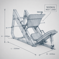 Vente directe d'usine Reyk : Machine 2-en-1 Leg Press et Hack Squat en acier au carbone, équipement de gym commercial pour l'entraînement de la force des jambes