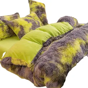 Luxus Home Soft Crystal Fuzzy Fluffy Bettlaken Langes Haar Bequemes Kunst pelz Set Samt Bettwäsche-Sets zum Verkauf