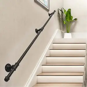 Handrail for Indoor Stairs 2 Sections Grab Rails for Disabled Elderly Metal Interior Hand Railing for Stairs Wall Mount