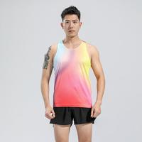 Débardeurs d'entraînement de marathon sans manches pour hommes, style sportif respirant en maille avec logo imprimé par sublimation, prix de gros