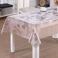 Nappe en PVC transparente RNPT Blush Silver Rose Lace avec motifs floraux dispersés pour salle à manger