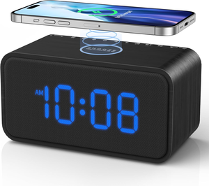 Bằng Gỗ Đồng Hồ Báo Thức Đài Phát Thanh Loa Không Dây Trạm Sạc Kỹ Thuật Số Đồng Hồ Bàn Cho Phòng Ngủ Đầu Giường Bàn Bàn Bảng Đồng Hồ - Product Image 5