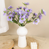 Fleurs artificielles de luxe en soie, 5 têtes, bleu clair, Hellebore, Rose de Noël, pour studio photo, toile de fond de mariage, décoration de vase