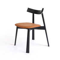Chaise de salle à manger en bois de frêne massif, chaise de salle à manger nordique simple avec dossier incurvé, chaise d'appoint rembourrée en cuir PU pour la maison et le restaurant