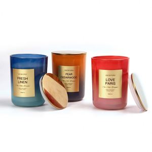 Bougie parfumée Ascencia Fresh Linen Pear Cedarwood Love Paris, pot en verre, cire de soja, aromathérapie, décoration d'intérieur, style élégant - Product Image 1