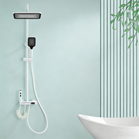 Ensemble de douche de luxe à touches de piano avec système de mitigeur chaud/froid, affichage numérique hydroélectrique, lumière d'ambiance LED et pommeau de douche pluie