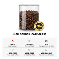 3'lü Cam Saklama Kavanozları Seti Tek Yönlü Valfli Kapak 600-1000ml / 20.49-34.16oz Kahve Çay Kileri için Borosilikat