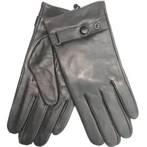 Winter Leder handschuhe Fahr handschuhe Mode Classic Plain Täglich Komfortabel Warmer Winter Touchscreen Schaffell für Männer Schwarz