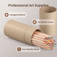 24 mini crayons de couleur en bois naturel, hexagonaux, à mine lisse, non toxiques, tube écologique en kraft, ensemble de coloriage artistique pour enfants, cadeau, vente en gros, OEM