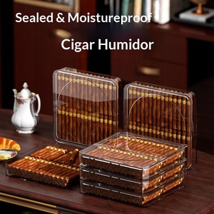 Caja de Almacenamiento para Cigarros de PET con Tapa Transparente y Asas Marrones para Organización de Cigarros - Product Image 1