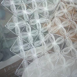 Phổ biến đính cườm 3D hoa vải tuyn hoa sequin lưới ren vải thêu hoa cô gái ăn mặc Vải tuyn ren vải chất liệu - Product Image 5