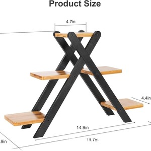 Cross-border wooden storage rack, household balcony solid wood <b>potted</b> <b>plant</b> storage rack, multi-purpose cake organizing rack - Product Image 1
