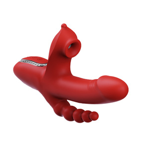 3 Vlekken Echt Gevoel Dildo 'S Stuwende Zuigende Trillingen Anale Seks Telescopische Met Kralen Verlenging Vibrator Voor Vrouwen - Product Image 2