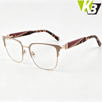 Monture de lunettes optiques carrées pour femmes, en métal et acétate, à monture complète, lunettes de prescription tendance