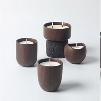Pot en céramique cylindrique à motif de grain de bois de 10 oz pour la décoration de la maison de Noël et la fabrication de bougies parfumées