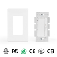 ComiLED Interrupteur à intensité variable super fin (à bascule silencieux) Max 300W LED/CFL 600W Incandescent unipolaire ou 3 voies Homologué ETL