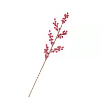 Baies rouges artificielles en plastique, fruits porte-bonheur, eucalyptus doré, feuilles d'abricot or et argent, feuillage en éventail, floral