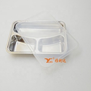 Nắp Nhựa <span class=keywords><strong>3</strong></span> Phần Hộp Cơm Trưa Bằng Thép Không Gỉ Khay Ăn Tối Có Ngăn Chia - Product Image 6