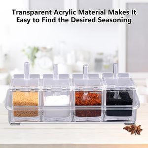 Kitchen Spice Box <b>Stackable</b> Injection Molded Clear Acrylic Square Canister Food Safe Spice <b>Storage</b> <b>Containers</b> Freshness - Product Image 4