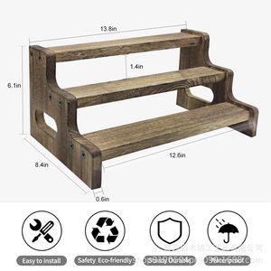 Étagère à épices en bois à plusieurs niveaux, 3 étages, couleur rétro, rangement de cuisine pour épices, huiles et condiments - Product Image 4