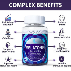 Stock WXW Melatonin Help Calm Down Gummies Sugar Free Melatonin Sleep Gummies Support Brain Health Melatonin Gummy - Product Image 3