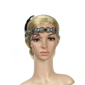 Bandeau de mariage pour femme en plumes ethniques indiennes vintage fait main européen américain HD5953 - Product Image 2
