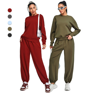 TM0205Y เซ็ทมีฮู้ดกีฬาลำลองทรงหลวมของผู้หญิงเสื้อผ้าโยคะโมดแบบนิ่มชุดใส่วิ่งออกกำลังกาย - Product Image 1