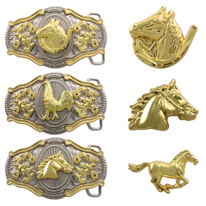 <span class=keywords><strong>Hebillas</strong></span> de cinturón personalizadas con logo 3D de metal de aleación de zinc, diseño de gallo dorado y cabeza de toro estilo vaquero del oeste, para hombre - Product Image 2