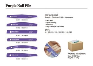 Lime à ongles OEM 100/180 avec logo imprimé, imperméable, durable, demi-lune, émeri pour manucure, céramique violette 80/100 - Product Image 5