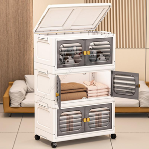 Contenedores Apilables Proins al por Mayor con Tapa y Puerta, Plegables, para Juguetes, Ropa, Organizador de Plástico con Ruedas - Product Image 3