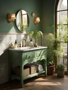 Meuble-lavabo de salle de bain de style rétro français, style rural, luxe léger, imperméable, esthétique - Product Image 5