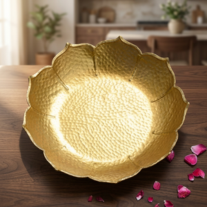Assiette décorative en forme de fleur, en or, faite à la main, en métal, style chinois traditionnel - Product Image 6