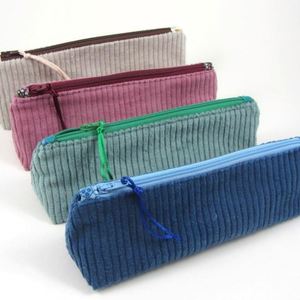 Long Corduroy Eco-Friendly Casual Pencil <b>Case</b> Custom Triangle Zipper Makeup Storage Organizer Pencil Stationery Bag Student Pen - Product Image 6