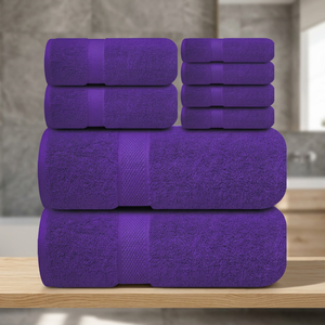 Ensemble de serviettes de bain en coton violet ORCHID, couleur unie, séchage rapide, durables, organiques et écologiques, serviettes de bain de luxe pour la maison - Product Image 1