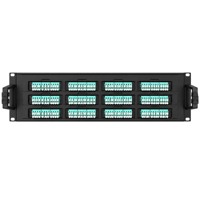 Panel Patch Fiber Optik MPO MTP Quad LC 1U 144 Core High Density Grosir dengan Kaset Breakout 12 LC 10Gb untuk Pusat Data
