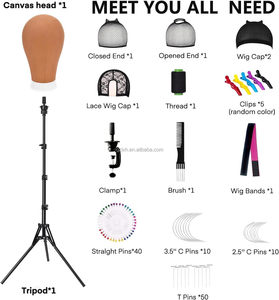 Cabeza de Maniquí para Pelucas de 22 Pulgadas (55.8 cm), Cabeza Decorativa con Soporte para Peluca de 160 cm, Cabeza de Maniquí de Lona para Hacer Pelucas con Soporte de Práctica - Product Image 4