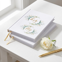 Ensemble de livres de vœux de mariage personnalisés pour lui et pour elle, reliure cousue, impression à bord doré