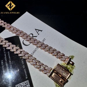 Hot Selling Prong-Set Micro Pave cuban link <b>chain</b> rose gold 10mm wide Full <b>Iced</b> <b>Out</b> moissanite cuban link <b>chain</b> gra certified - Product Image 5