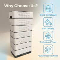 Sistema de Almacenamiento de Energía de Litio-Ferrofosfato (LiFePO4) de Alto Voltaje para Interiores, 112KWH, 358.4V, 314Ah, en Gabinete con 7 Módulos de 16KWH, para Energía Solar Industrial y Comercial Fuera de la Red