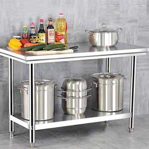 Plan de travail de cuisine 2 niveaux en acier inoxydable 201 304 brossé mat, haute qualité, avec égouttoir et planche à découper, capacité 300 kg/m - Product Image 5