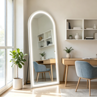 Miroir LED intelligent de forme ovale avec cadre en alliage d'aluminium, design décoratif écologique, mural ou sur pied, pour la maison et le commerce