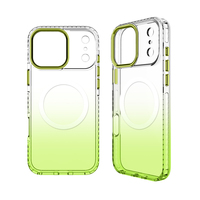 Esthetische Gradient Telefoonhoes voor iPhone 16 15 Pro, Magnetische TPU Cover met Metalen Lensring en Verborgen Impact-Buffer Transparant