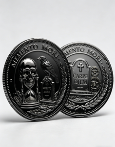 Moneda Conmemorativa Personalizada 3D Memento Mori Carpe Diem |   Diseño de Cuervo |   Moneda Conmemorativa Stoic de Metal para Coleccionistas y EDC - Product Image 6