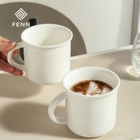 Mug à café en céramique FENN 350 ml, blanc brillant, avec poignée, logo personnalisé OEM ODM pour cadeau promotionnel, café, hôtel, maison