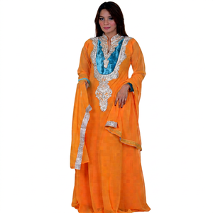 Dubai Women's Modest Islamic Abaya <b>Kaftan</b> Evening Prayer Wear Robes Made Chiffon Fabric Straight Silhouette Floor-Length - Product Image 1