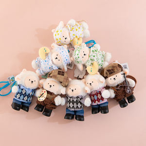 Porte-clés en peluche mignon en forme de petit mouton artiste, cadeau pour enfants, poupée agneau, porte-clés avec squelette interne mobile - Product Image 5