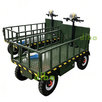 Carro Eléctrico de Plataforma Plana con Certificación CE para Manejo de Materiales en Granjas, con Batería y Barandilla de Seguridad Desmontable