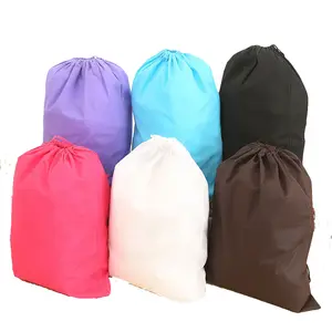 Customized Large Logo Travel Pouch Portable Tote Drawstring Storage non-woven laundry bag